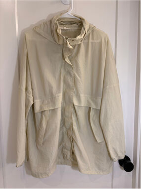PURSUE Cream Lightweight Hooded Windbreaker Anorak Jacket One Size Oversized